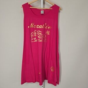 Iguana Joe Mazatlan Mexico Pink Sleeveless Beach Cover Up Dress Gold Dolphins UT